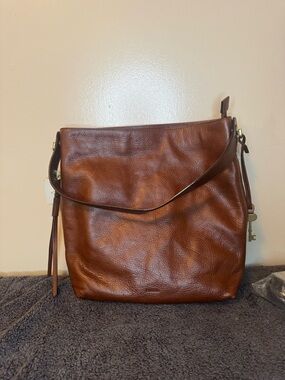 Fossil Maya Brown Leather Hobo Bag